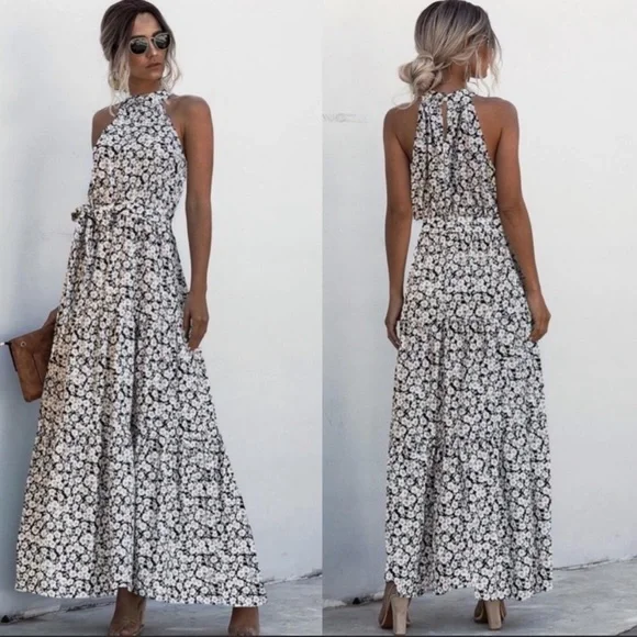 Boho floral halter maxi dress - Picture 6 of 10